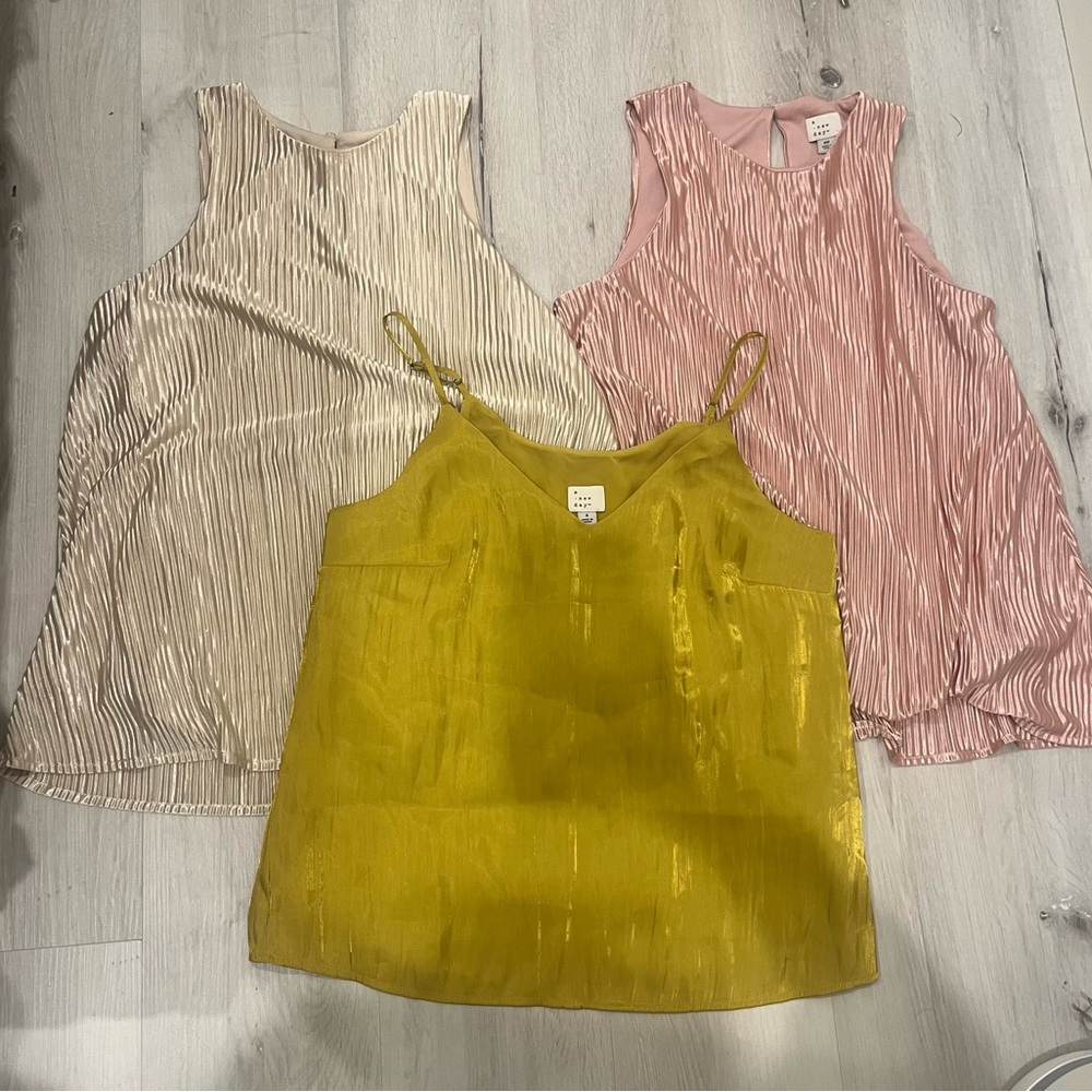 NEVER WORN SILKY BUNDLE - a new day Women's Camisoles - Yellow, Pink, Cream